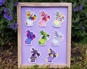 LGBTQ+ Pride Flower Bunny Vinyl Stickers