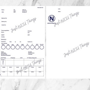 NICU Nursing Report Sheet