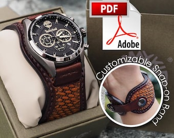 Artisan Leather Snap-On Watch Band & Snap-On Concho Bracelet Printable PDF Pattern