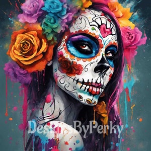 Paquete: 20 calaveras de azúcar, Día de los Muertos, clipart, sublimación, arte digital para descargar, PNG, JPG