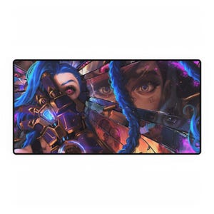 Jinx and Vi Arcane Gaming Desk Pad, Gift, Anime, LOL, TFT, League of Legends, Team Fighting Tactics, Gamer, Streamer