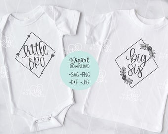 little bro svg, big sis svg, baby svg, brother svg, matching sibling shirts, cricut svg, sister svg, geometric diamond, silhouette cut file