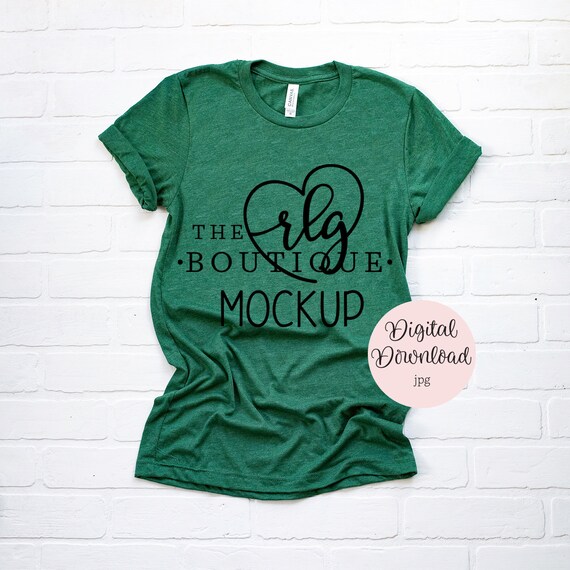 Green Bella  Canvas 3001c Shirt Mockup Bella