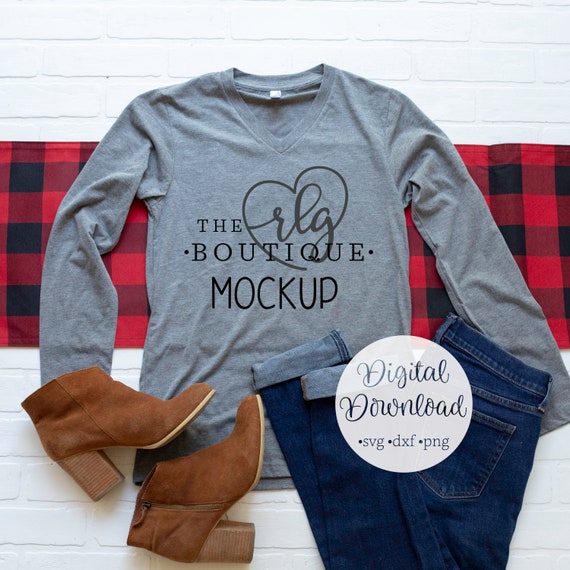 Grey Triblend Bella  Canvas 3425 Longsleeve T-Shirt Mockup