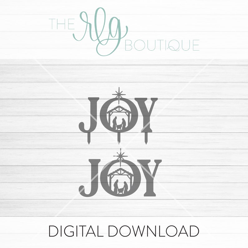 Joy Manger scene yard Sign Design File 2 versions with stakes and without Christmas Cricut Design CNC design image 2