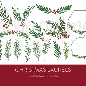 Christmas Laurels - Clip Art - Design Elements - Christmas Cricut Design