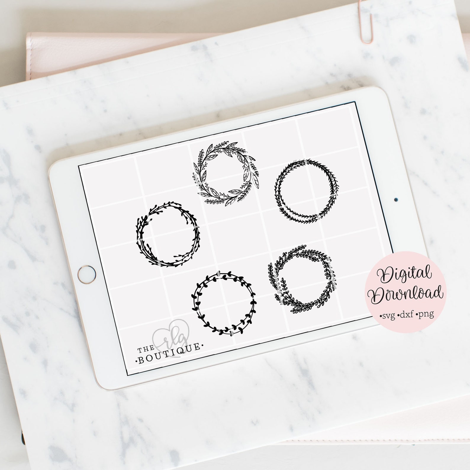 Hand Drawn Wreath Clip Art Wreath SVG Wedding Invitation | Etsy