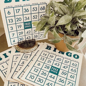 cartes de bingo vintage | Cartes de bingo bleues et blanches | VENDU EN PAIRES