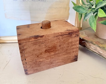 Antique Wood Butter Mold | Dovetail Joints, Primitive Farmhouse Decor