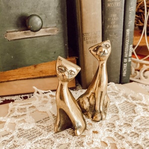 Vintage Brass Cats | Mid Century Modern Cat Figurine