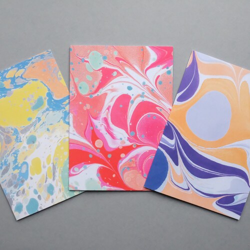Multi Pack of 3 Marbled Greeting Cards with Envelopes / Pack of Cards / Mixed Cards / Birthday Cards / Marble Card Set / Stocking Filler