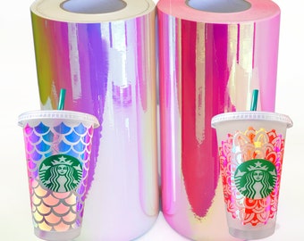 Opal Holographic Adhesive Vinyl, Monogram Decal, Craft decal, Tumbler Vinyl,Permanent vinyl  12" X 10"