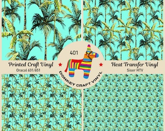 Heat Transfer Vinyl 888 Adhesive Vinyl Tropical palm Tree leaves Patterned HTV
