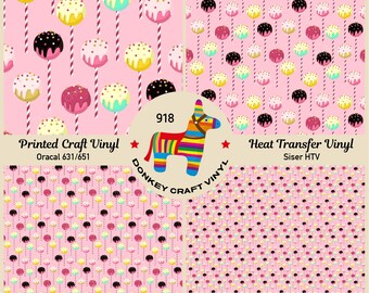 Printed HTV or ADHESIVE Adhesive Vinyl Cupcakes Design Vinyl Pattern Heat Transfer Heat Transfer Vinyl Printed Vinyl
