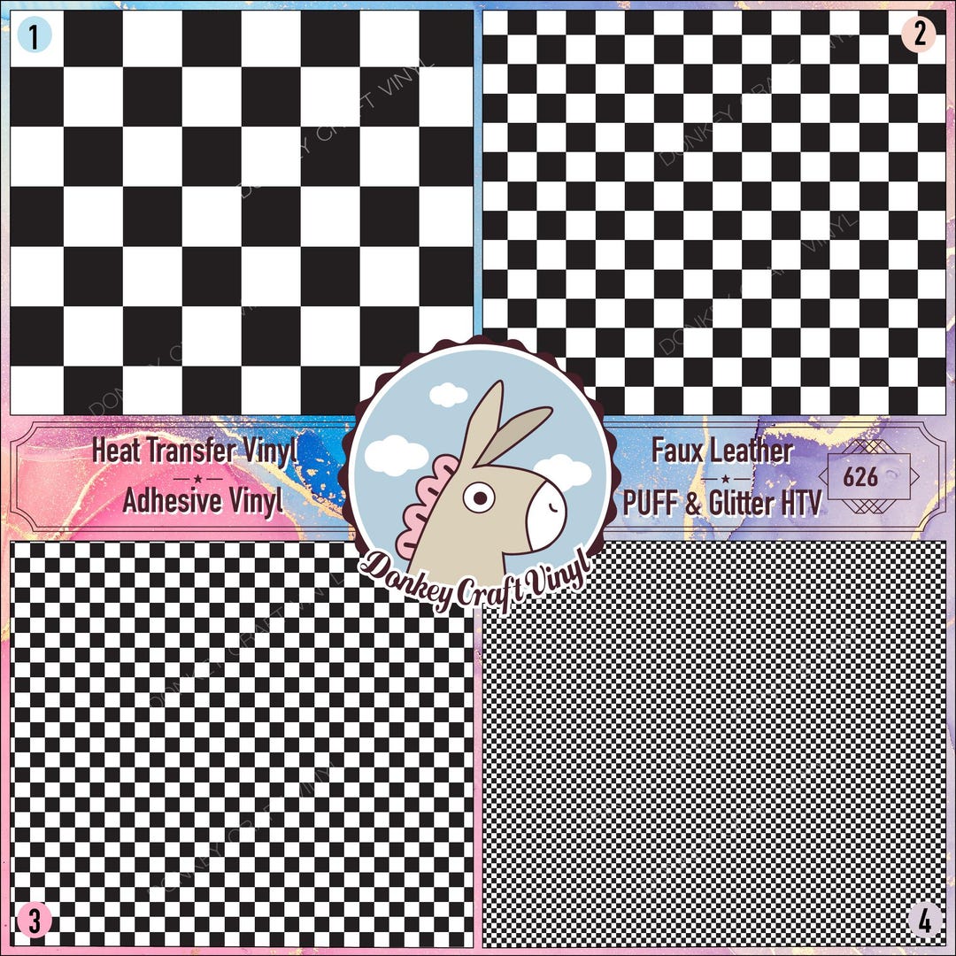 Black and White Checkerboard Patterned Vinyl, Printed Vinyl, Glitter ...