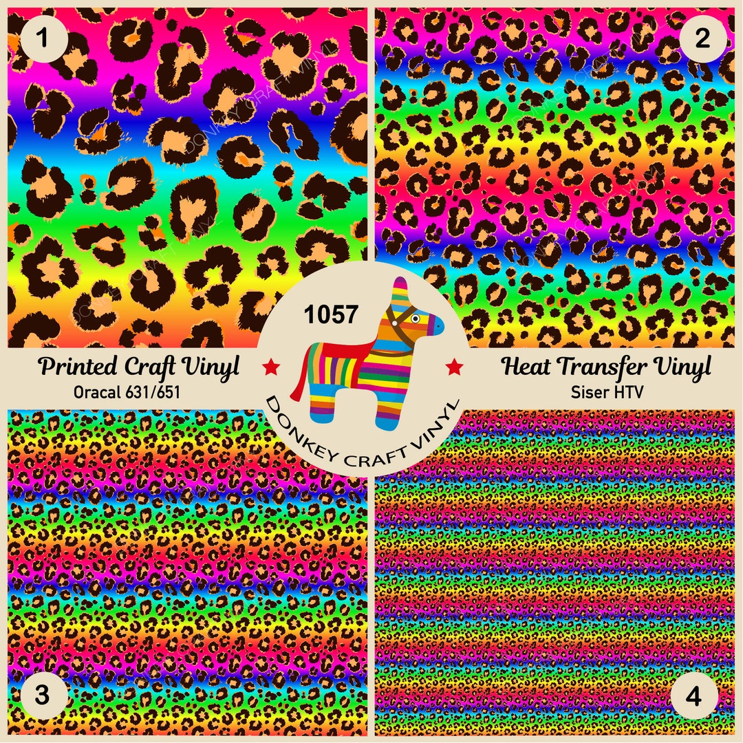 Leopard Color Htv Rainbow Leopard Cheetah Animal Printed HTV, Patterned Vinyl, Iron on ...