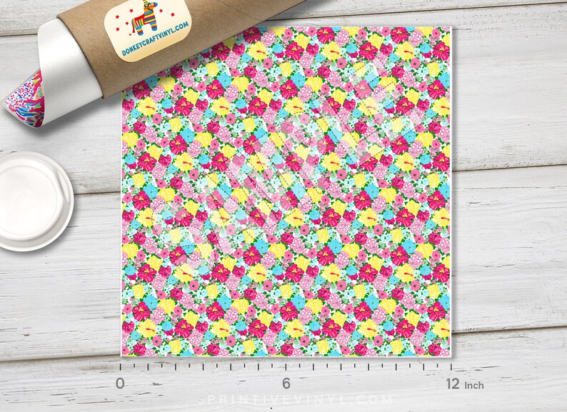Floral Pattern Vinyl Glitter HTV Patterned Iron on Vinyl Siser Heat Transfer Vinyl Oracal Adhesive Vinyl L025