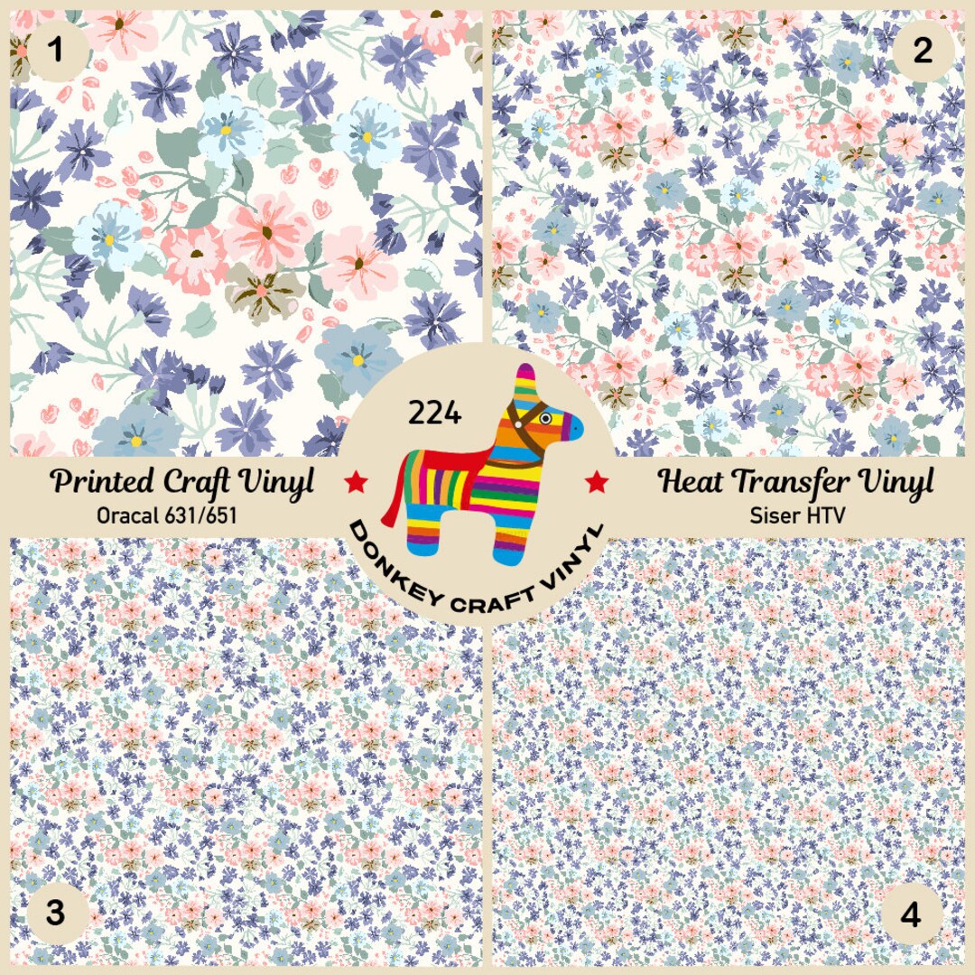 Elegant Floral Printed HTV, Pattern Vinyl, Iron on Vinyl, Faux Leather ...