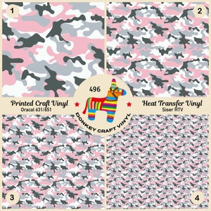 Military Camouflage Pattern Printed HTV, Patterned Vinyl, Iron on Vinyl,   Puff Heat transfer Vinyl,  Adhesive Craft Vinyl- 496