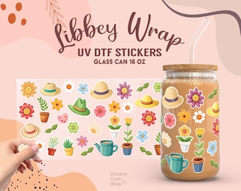 Garden Flowers UV Dtf, Ready to Transfer, Libbey Glass Can Wrap, UV Dtf Cup Wrap, UV Dtf Transfers, 16oz Cup Wrap UV041