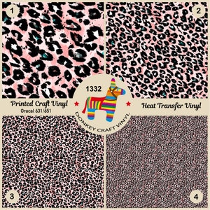 Watercolor Pink Leopard Printed HTV,  651,Adhesive Craft Vinyl, Patterned Faux leather, Puff Heat transfer Vinyl 1332