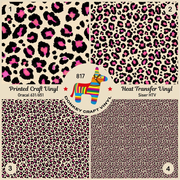 Patterned Vinyl | Summer Leopard Printed HTV,  651,Adhesive Craft Vinyl,Patterned Faux leather, Puff Heat transfer Vinyl 817