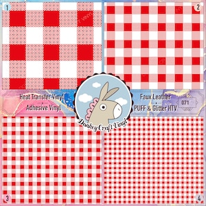 Red checkered Plaid table cloth Printed HTV, Pattern HTV, Iron on Vinyl, Pattern vinyl, Puff Heat Transfer Vinyl, Adhesive Craft Vinyl- 71