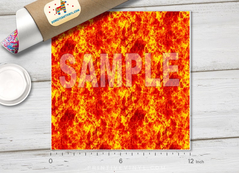 Fire Flame Printed HTV Pattern Vinyl Siser Heat Transfer Etsy