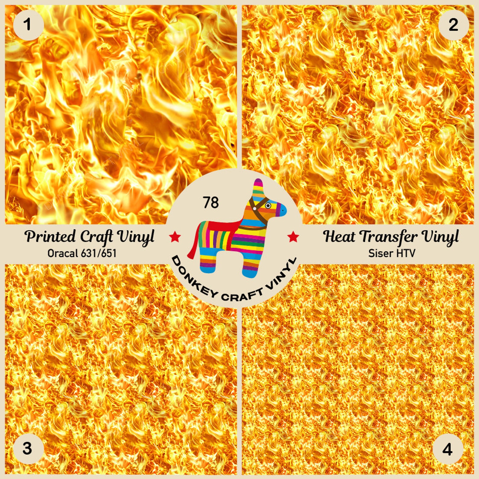 Blaze Fire Flame Printed HTV Pattern Vinyl Iron on Vinyl Etsy