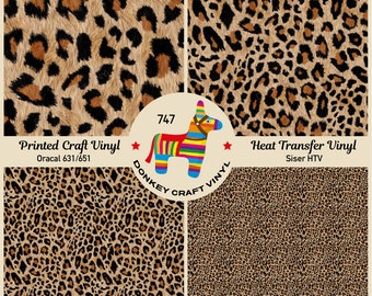 Patterned Vinyl | Leopard skin animal skin Printed HTV, Adhesive Craft Vinyl, Patterned Faux leather, Puff Heat transfer Vinyl 747