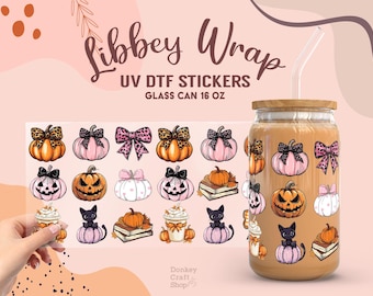 Halloween UV Dtf, Ready to Transfer, Libbey Glass Can Wrap, UV Dtf Cup Wrap, UV Dtf Transfers, 16oz Cup Wrap UV134