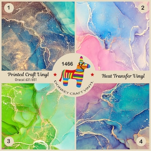 Alcohol Ink art Printed HTV, Pattern HTV, Iron on Vinyl, Faux leather, Puff Heat transfer Vinyl,  Adhesive Craft Vinyl 1466