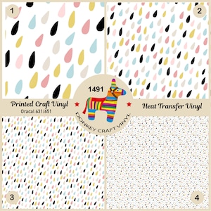 Pastel Drop pattern Printed HTV, Pattern Vinyl, Iron on Vinyl, Glitter HTV, Puff Heat transfer Vinyl,  Adhesive Craft Vinyl- 1491