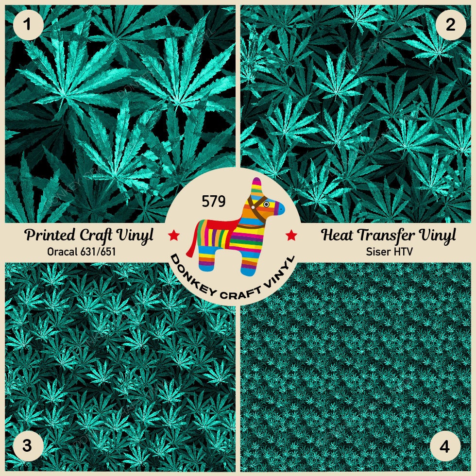 Cannabis Marijuana Leaves Pattern Printed HTV, Pattern Vinyl