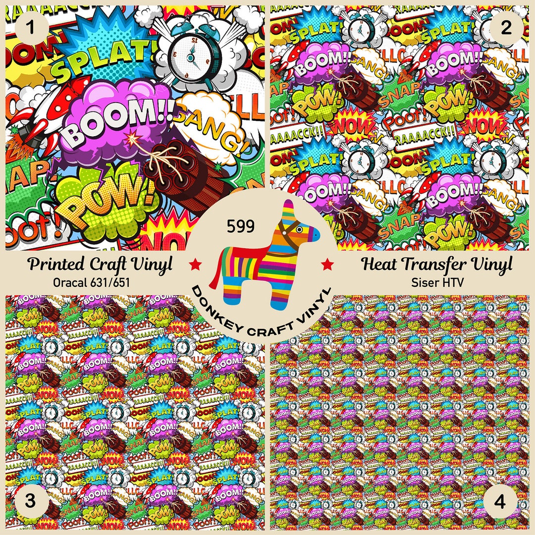 Comic Speech Bubbles Printed HTV, Pattern Vinyl, Patterned HTV, Iron on ...