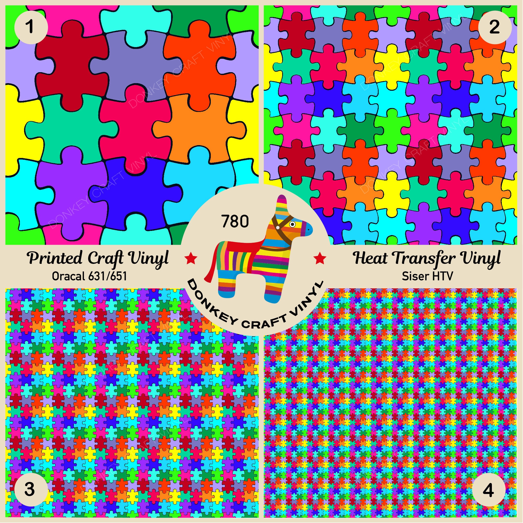 Patterned Vinyl Autism Awareness Puzzle HTV Printed Siser - Etsy