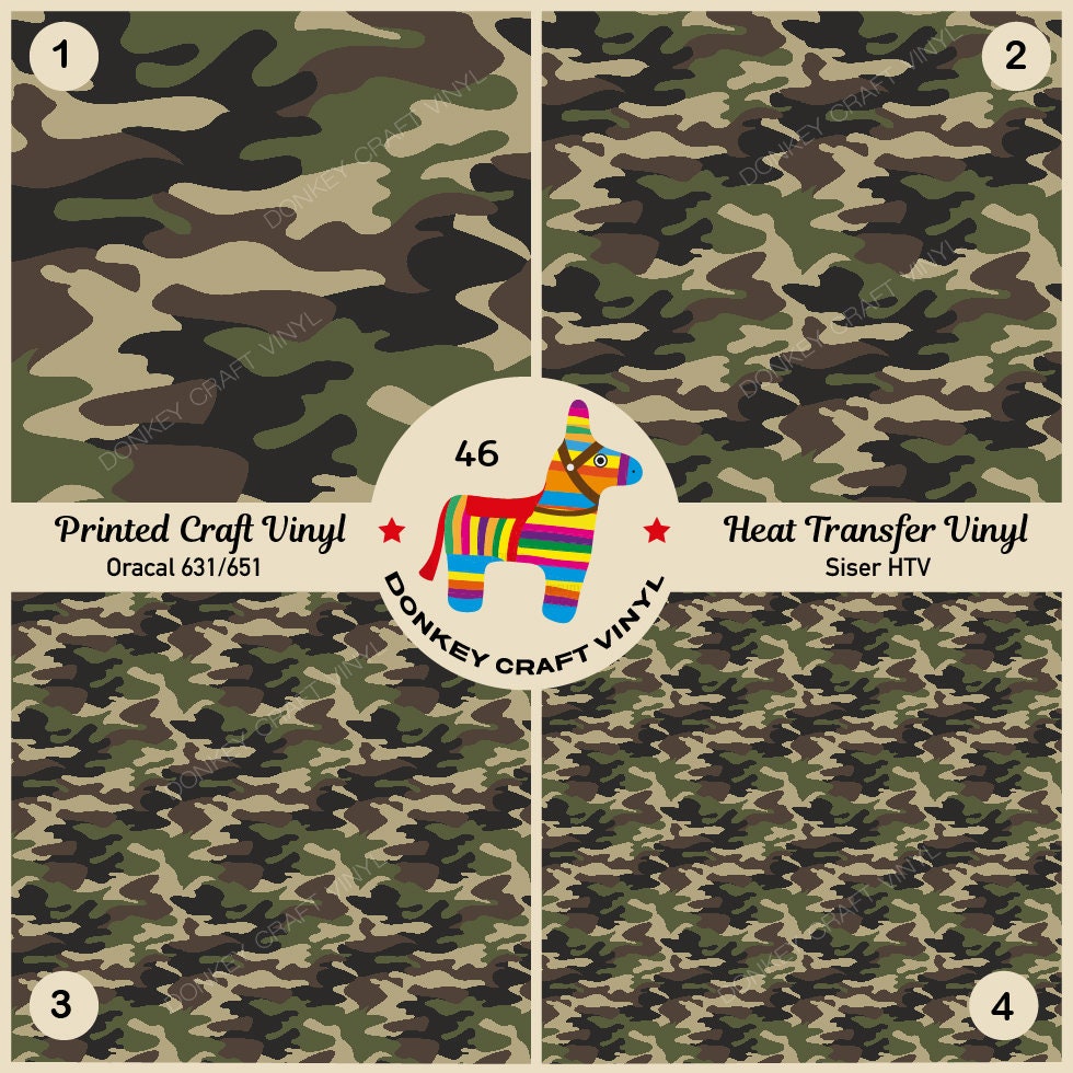 Green Military Camouflage Printed HTV, Patterned Vinyl, Pattern HTV, …