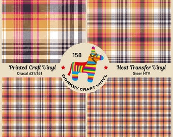 Retro Plaid Printed HTV, Pattern HTV, Pattern Vinyl, Glitter HTV, Iron on Vinyl, Puff Heat transfer Vinyl,  Adhesive Craft Vinyl- 158