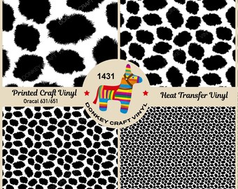 Patterned Vinyl | Cow Printed HTV, Animal Print, Adhesive Craft Vinyl, Patterned Faux leather, Puff Heat transfer Vinyl - 1431