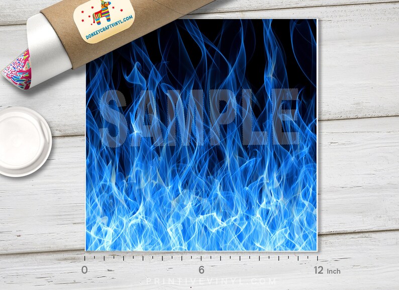 Blue Fire Flame Printed HTV Pattern Vinyl Iron on Vinyl Etsy