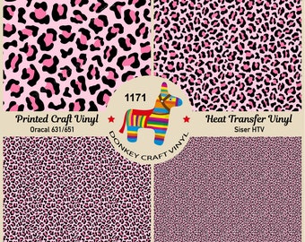 Pink Leopard cheetah Animal Printed HTV, Patterned Vinyl, Iron on Vinyl,  Puff Heat transfer Vinyl,  Adhesive Craft Vinyl- 1171