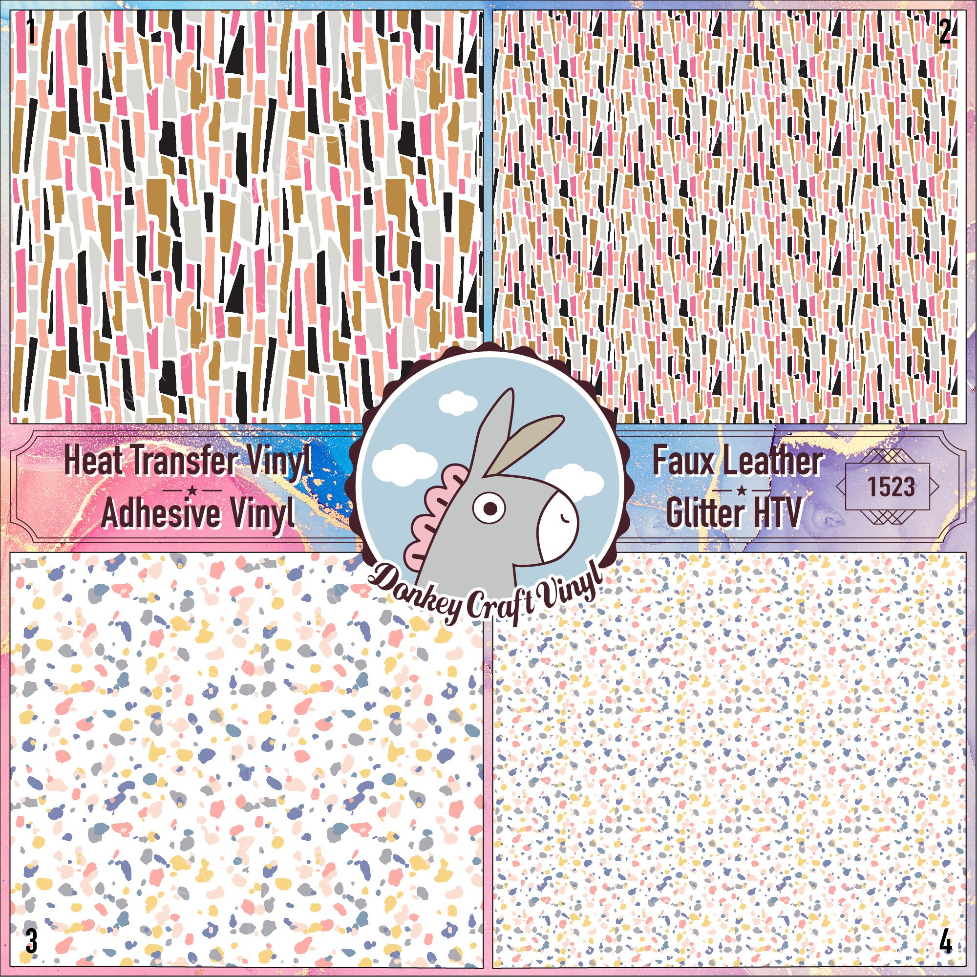 Abstract Pattern Htv Abstract Terrazzo Printed Pattern HTV, Iron on Vinyl, Puff Heat ...