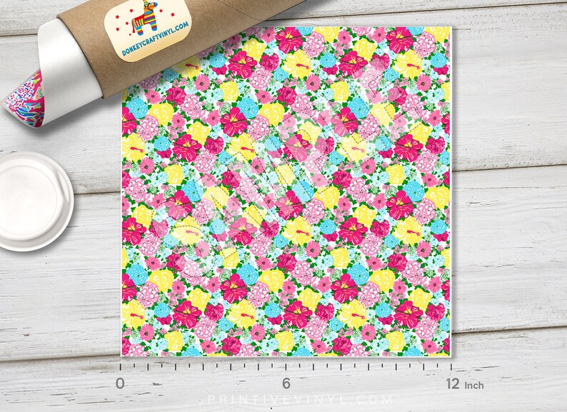 Floral Pattern Vinyl Glitter HTV Patterned Iron on Vinyl Siser Heat Transfer Vinyl Oracal Adhesive Vinyl L025