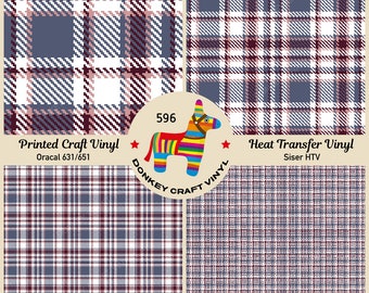 Check, Plaid, Tartan Printed HTV,  Pattern Vinyl, Pattern HTV, Faux leather, Puff Heat transfer Vinyl,  Adhesive Craft Vinyl- 596