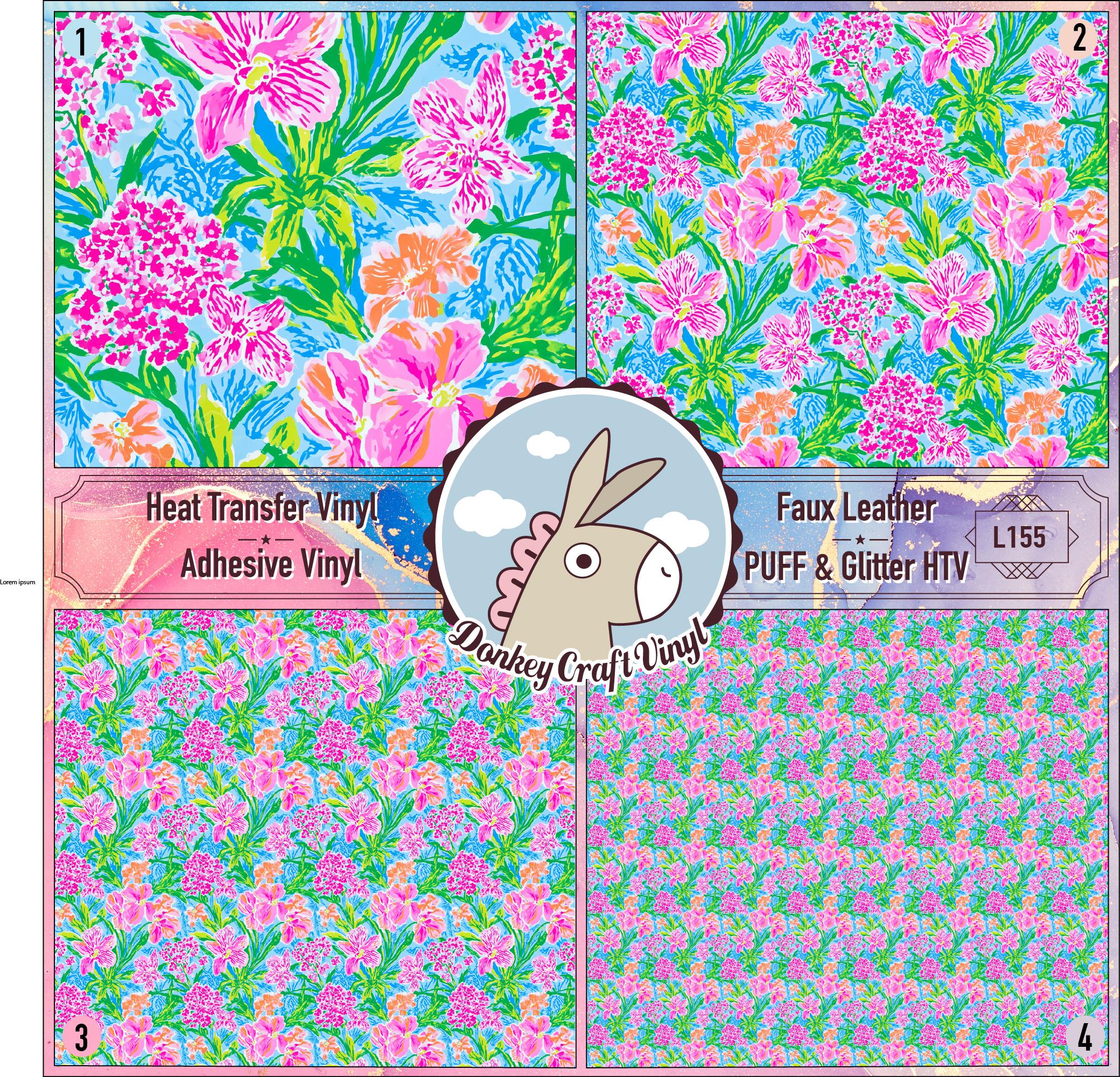 Summer Floral Patterned Vinyl, Glitter HTV, Patterned Iron on Vinyl ...