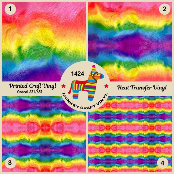 Rainbow Fur Printed HTV, Patterned Vinyl, Iron on Vinyl, Faux Leather, Puff Heat  Transfer Vinyl, Adhesive Craft Vinyl 1424 