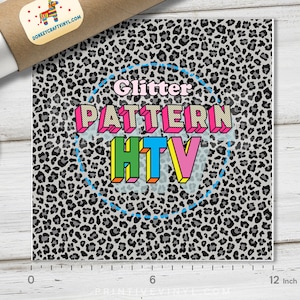 30x60 cm mönstrad glitter HTV | Svartgrå leopardtryckt glitter HTV--- 794---3---G