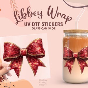 Coquette Valentine Bow UV Dtf Sticker, Ready to Transfer, Libbey Glass Can Wrap, UV Dtf Transfers, Tumbler Uv Sticker UV075