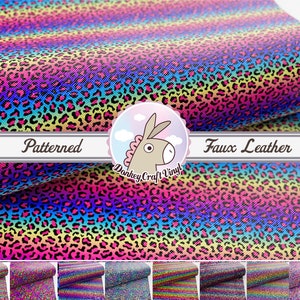 Rainbow Leopard Printed Faux Leather Earring Leather | Purse Leather | Hairbow Leather FL-006