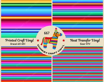 Mexican Serape Stripes pattern Printed HTV, Pattern Vinyl, Faux leather, Puff Heat transfer Vinyl, Patterned HTV,  Adhesive Craft Vinyl- 667